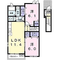 アドラブールA 2LDKの間取図画像