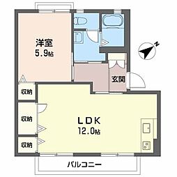 A−ササキ 1階1DKの間取り