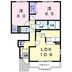 ラ・フォレスタＲＹＵ・Ｆ 1階2LDKの間取り