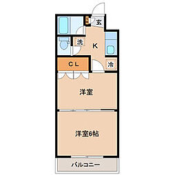 イーグルハイツ宮町 1階2Kの間取り