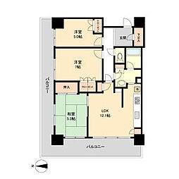 レジディアタワー仙台 5階3LDKの間取り