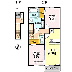 グランドール・サクラ 2階2LDKの間取り