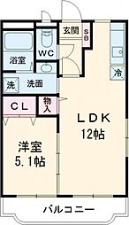 メゾンドセレナII 3階1LDKの間取り