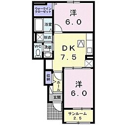 マーベラス 2DKの間取図画像