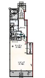 ロベリアIIA 1階ワンルームの間取り