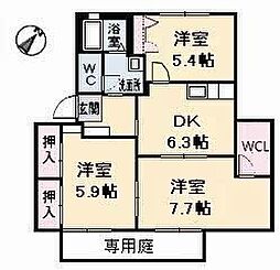 メゾンラフィネB 3DKの間取図画像