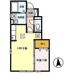 ベルメゾン2 1LDKの間取図画像