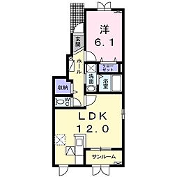 ドリームキャッチA 1LDKの間取図画像