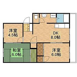 レイクサイドハイツ　Ｃ 4階3DKの間取り