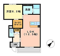 グランヒルズ 1LDKの間取図画像