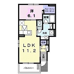 クラール宇多津Ａ 1階1LDKの間取り