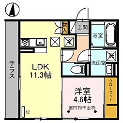 JR高崎線 高崎駅 徒歩11分の賃貸アパート 1階1LDKの間取り