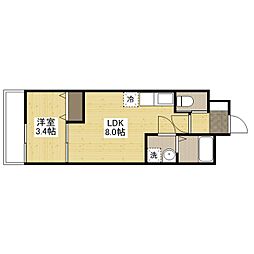 月光五日市壱番館 1階1LDKの間取り