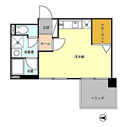 ブラン・ネージュおおはし ワンルームの間取図画像