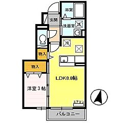 ウェストボヌール 1LDKの間取図画像
