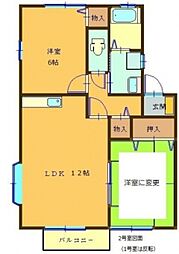 カサ・フローラ 2LDKの間取図画像