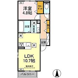 ラ・フェスタ 1階1LDKの間取り