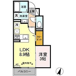 リブル 1階1LDKの間取り