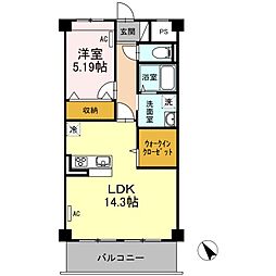 PACE万代 1LDKの間取図画像