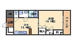 長束ビル 4階1DKの間取り