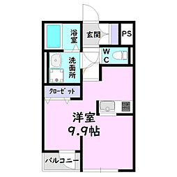 エムズハウス鳴海 ワンルームの間取図画像