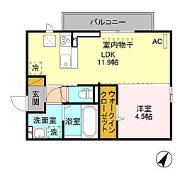 エスポワール寺尾台A 1LDKの間取図画像