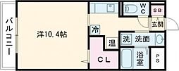 アイリスハイツ8号館山本第8ビル 1Kの間取図画像