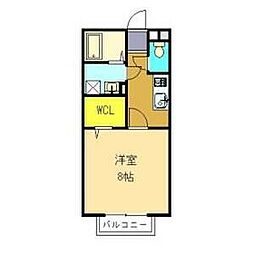 ジェンネ降井 1Kの間取図画像