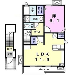 フィオーレドゥーエ 1LDKの間取図画像
