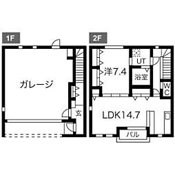 ガラージュ・ド・ルクスみゆき 1階1LDKの間取り