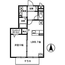 ボンテ中通 1LDKの間取図画像
