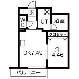 あさひレジデンス表町 1DKの間取図画像