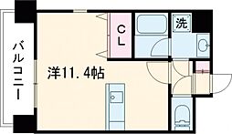 熊本電気鉄道 藤崎宮前駅 徒歩7分の賃貸マンション 6階ワンルームの間取り