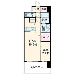 リヴェント難波サウス 9階1LDKの間取り