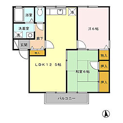 ハイカムールエスペランス 2LDKの間取図画像