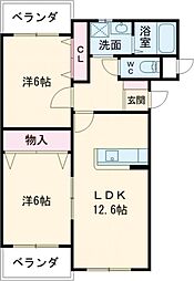 パルフェゆうわ 2LDKの間取図画像