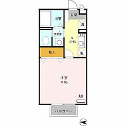 京都丹後鉄道宮福線 福知山市民病院口駅 徒歩13分の賃貸アパート 2階1Kの間取り