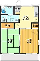 メゾン小山2 1階2DKの間取り
