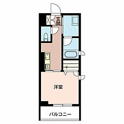 シャーメゾンろくはら 3階1Kの間取り