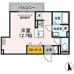 JR東海道本線 浜松駅 バス16分 遠鉄バス　和地山バス停下車 徒歩5分の賃貸アパート 2階ワンルームの間取り