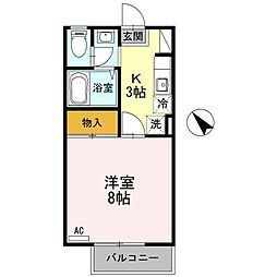 フォーダイヤモンズタウン　Ｅ 1階1Kの間取り