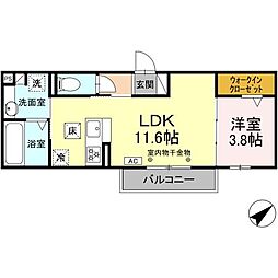 D-Crinum御殿場1 1LDKの間取図画像