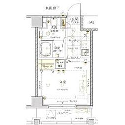 アーバンファースト神楽坂 ワンルームの間取図画像