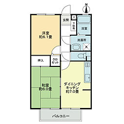 フォブールタウン成合Ｂ 2階2DKの間取り