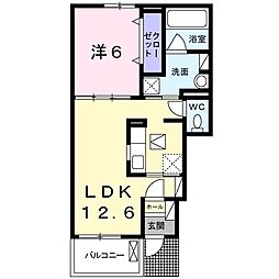 ユニゾン3 1LDKの間取図画像