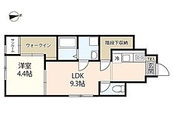グランディール大竹 1LDKの間取図画像