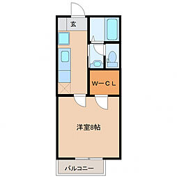 フォレスト楓 2階1Kの間取り