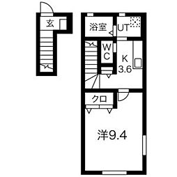 ボヌールテラス 2階1Kの間取り