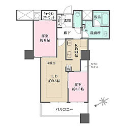 ザ・パークハウス西新宿タワー60 45階2LDKの間取り