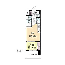 セレニテ江坂ミラク 1DKの間取図画像